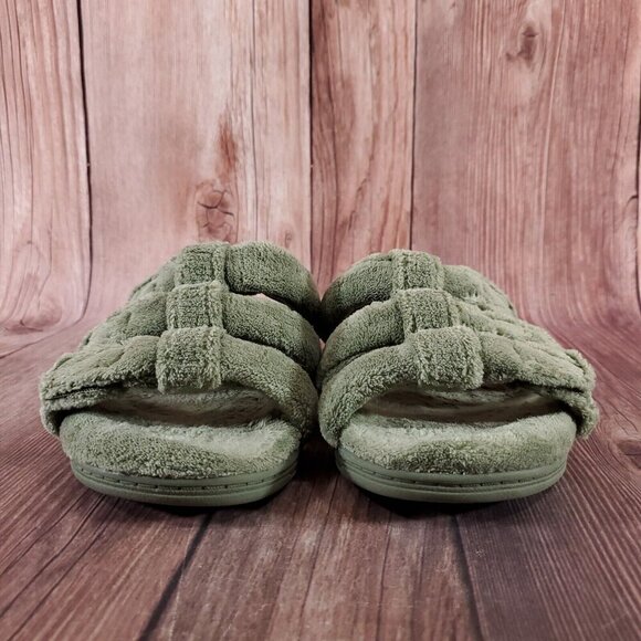 Vionic Snooze Womens Size 6 Green Terrycloth Slip On Slippers Sandals Shoes - Picture 5 of 15